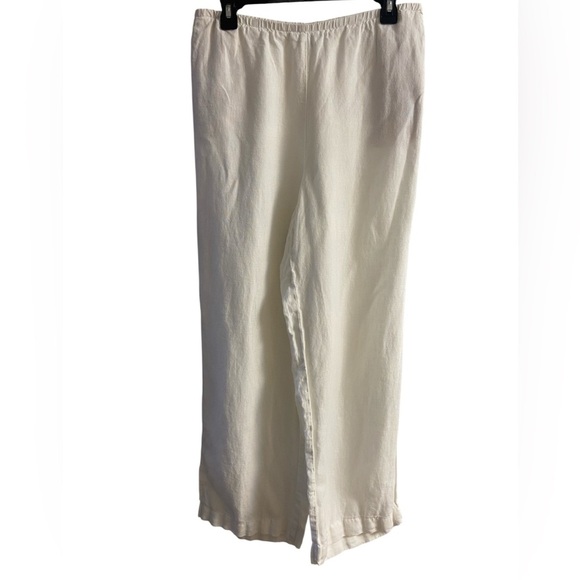 J Jill love linen white linen slip on pants wide leg with pockets Large - Picture 1 of 7